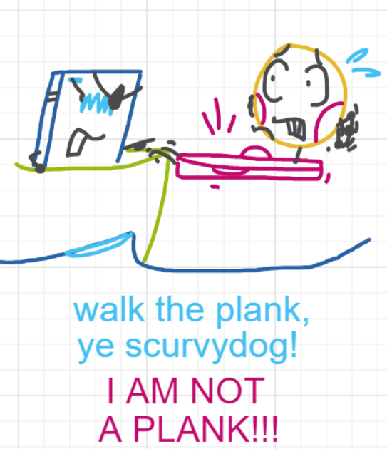 A panel from Ready Oar Knot, episode three of the Board Boards object show by Furretwalk/WalkingFurret.